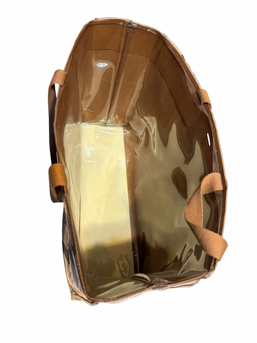 Burberry Tan Shopping Bag w/PVC Overlay #Tote Bag